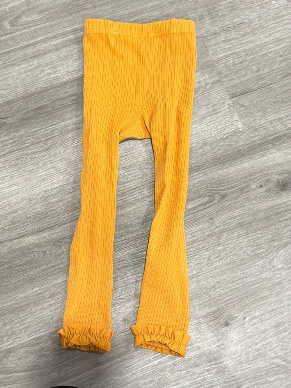 Ruffle Butts Mustard Ribbed Leggings with Ruffle Hems